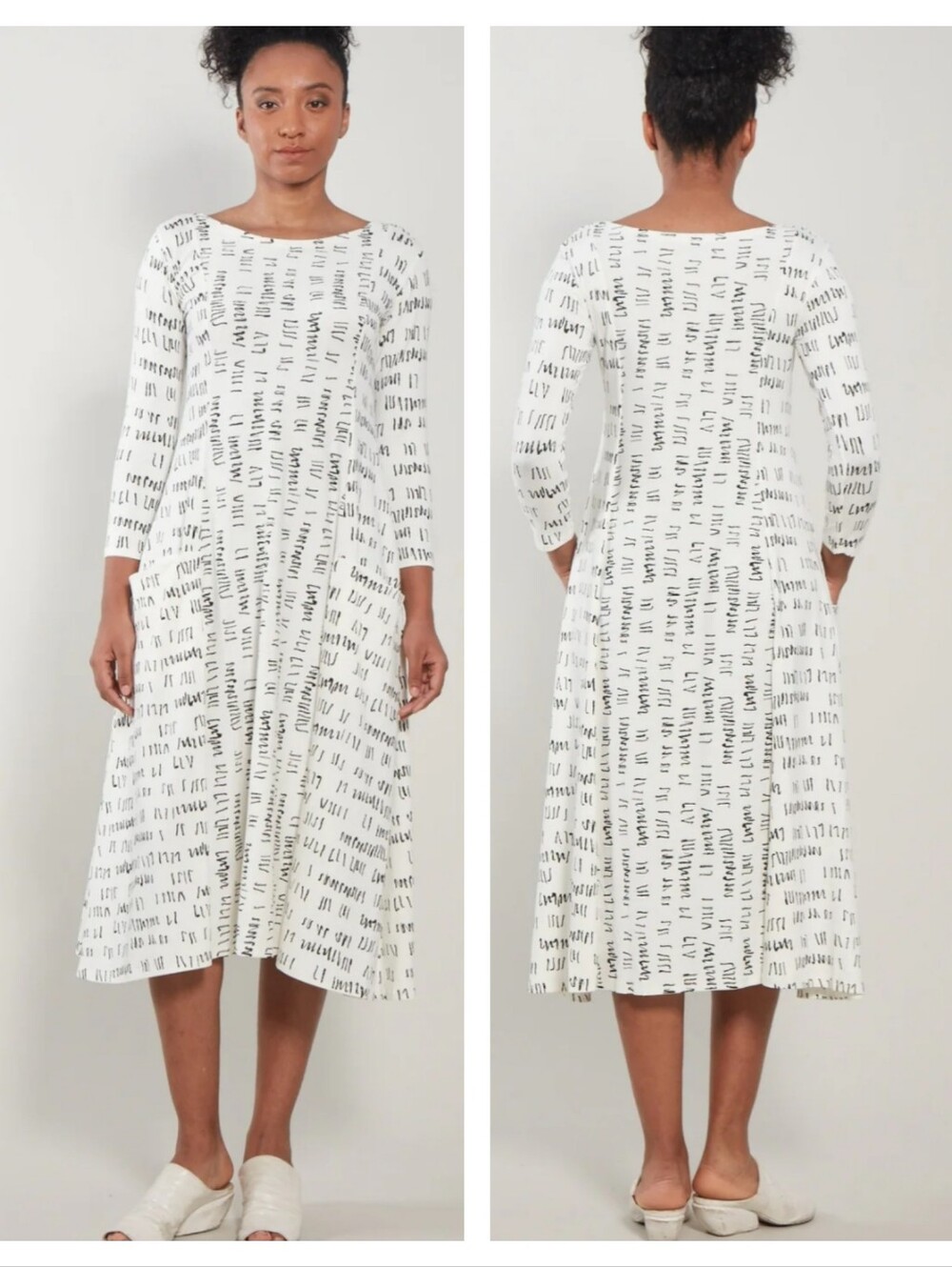 Matthildur Carole Midi Dress Ivory Script Print Size XS